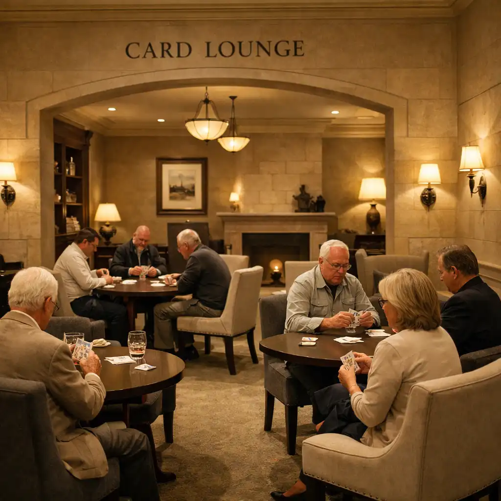 Card Lounge with comfortable seating and card tables